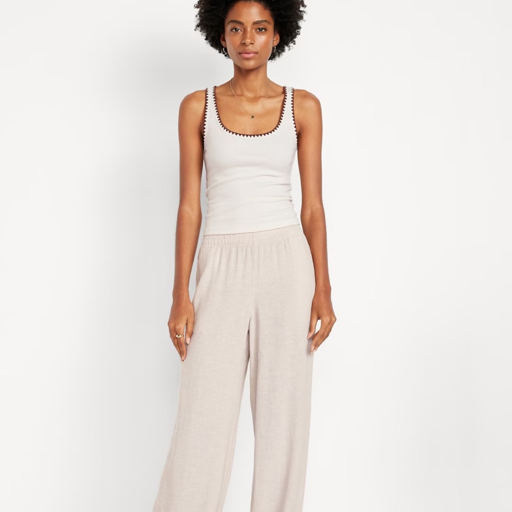 Old Navy Full Length High Rise Wide Leg linen blend pants